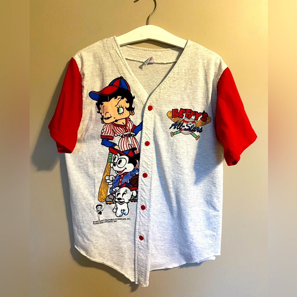 Vintage 90s Betty Boop button down baseball tee